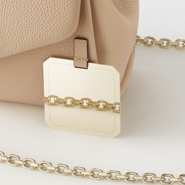 鏈帶手袋，迷你款，Panthère de Cartier 淺米色小牛皮，金色飾面