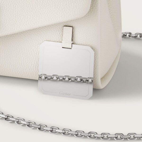 鏈帶手袋，小型款，Panthère Graphique de Cartier 鹽白色粒面小牛皮，金色飾面