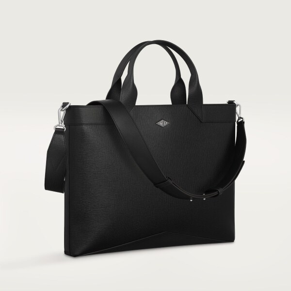 公事包，Losange  黑色粒面小牛皮，鍍鈀飾面及琺瑯