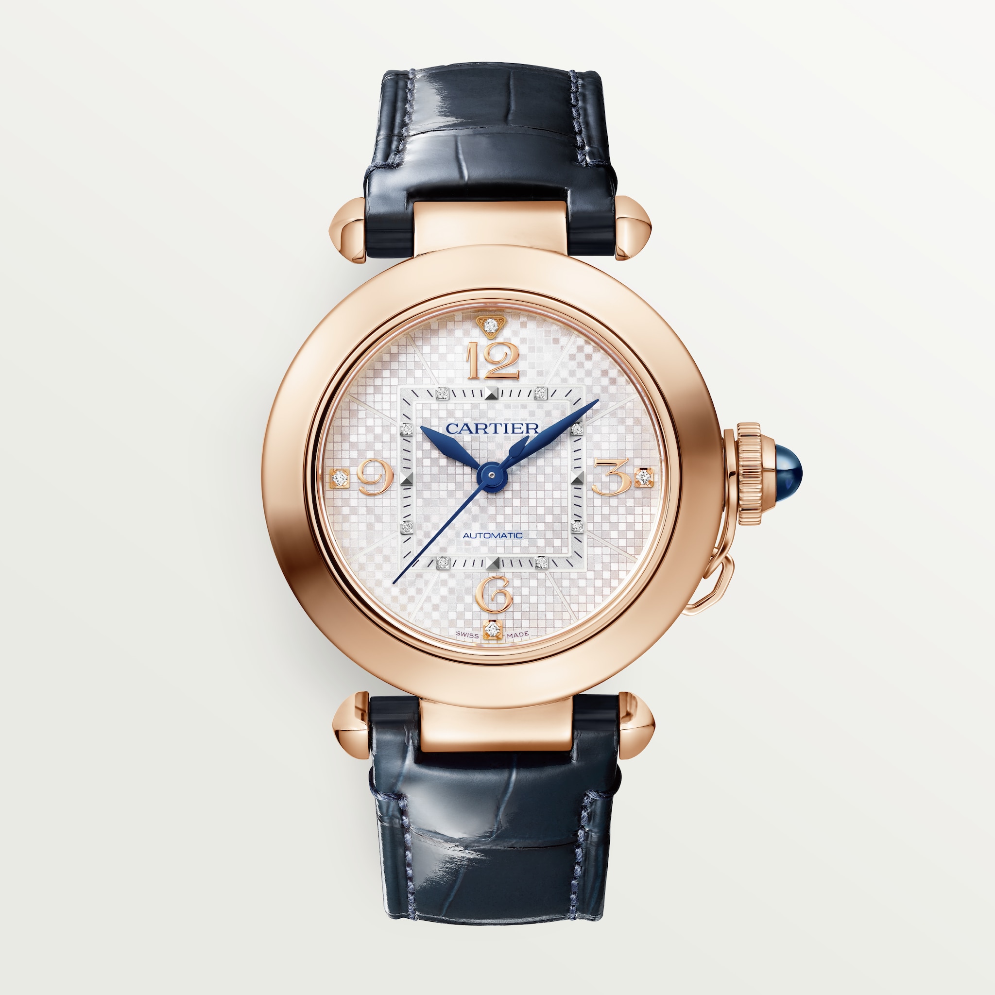 Pasha de Cartier 腕錶35毫米，自動上鏈機械機芯，玫瑰金，可更換式皮革錶帶。