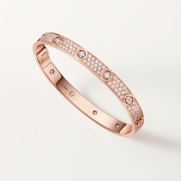 Love bracelet, classic model, paved, 10 diamonds Rose gold, diamonds