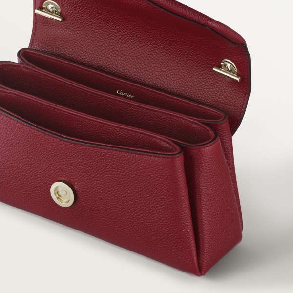 鏈帶手袋，袖珍款，Panthère Graphique de Cartier 酒紅色粒面小牛皮，金色飾面