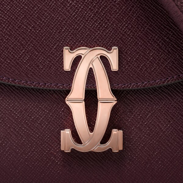 Hobo bag, C de Cartier Grape textured calfskin, embroidery, rose golden finish