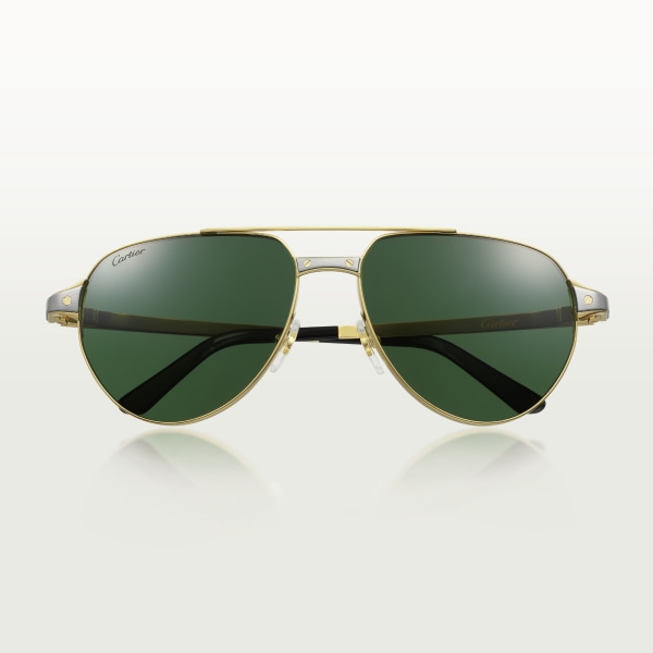 Santos de Cartier 太陽眼鏡 光滑及磨砂金色飾面金屬，綠色鏡片