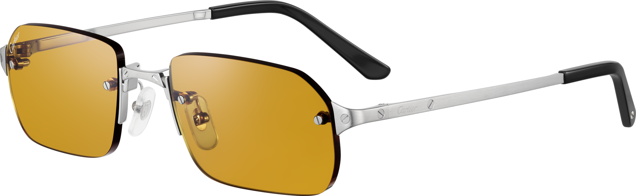 Santos de Cartier SunglassesSmooth and brushed ruthenium finish metal, brown lenses