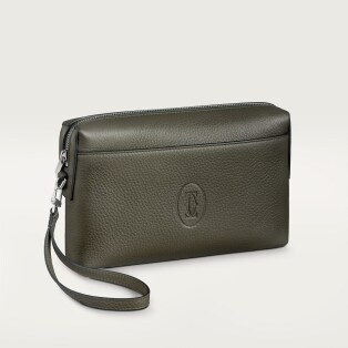 手拿包，Must 卡其色小牛皮，鍍鈀飾面