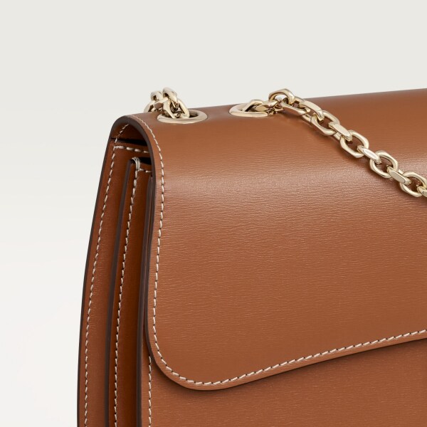 手袋，小型款，Panthère C 焦糖色小牛皮，金色飾面