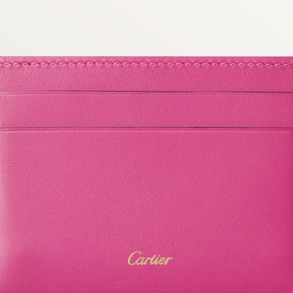 卡片夾，Cartier Characters 桃紅色小牛皮