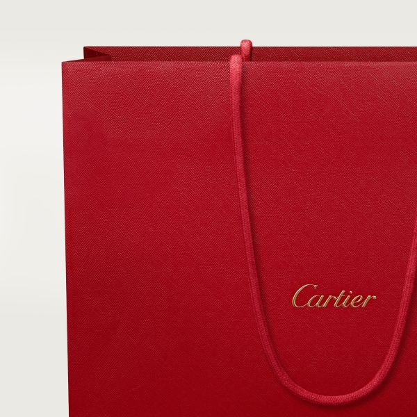 鏈帶手袋，小型款，Panthère de Cartier 黑色小牛皮，壓印 Cartier 標誌圖案，金色飾面 
