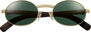 Première de Cartier Eyewear - Sunglasses Smooth gold and platinum finish metal, white horn, grey lenses