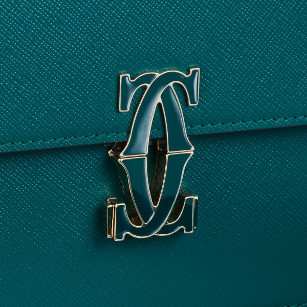 肩揹手袋，迷你款，C de Cartier 藏藍色紋理質感小牛皮，金色飾面及藏藍色琺瑯