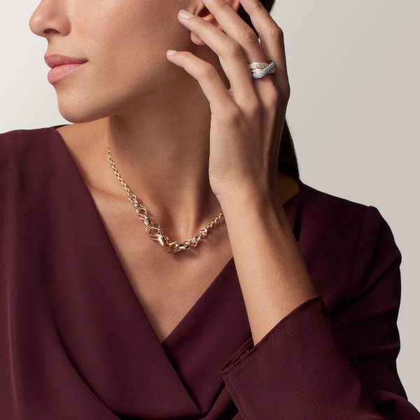 Trinity cushion necklace, medium model White gold, yellow gold, rose gold
