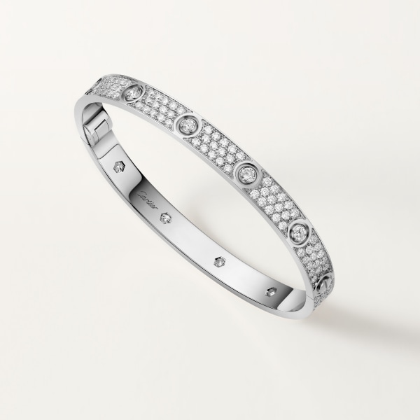 Love bracelet, classic model, paved, 10 diamonds White gold, diamonds