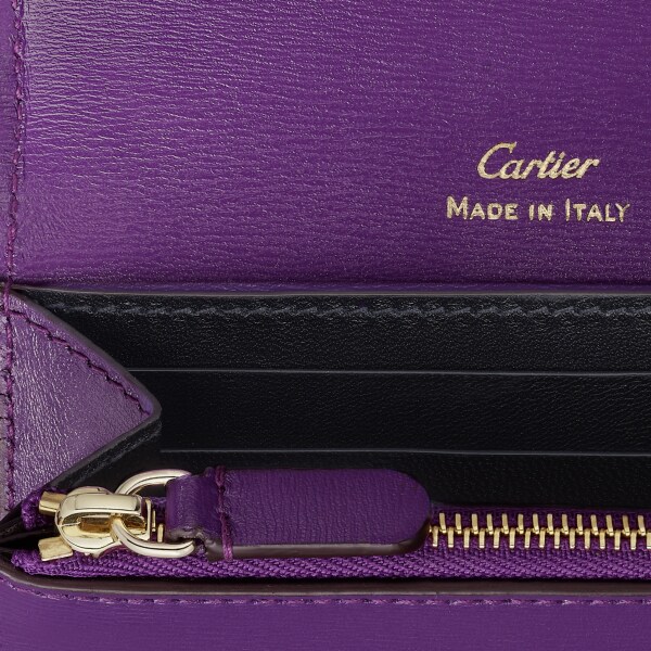 Panthère de Cartier 小型銀包 紫色小牛皮，金色飾面