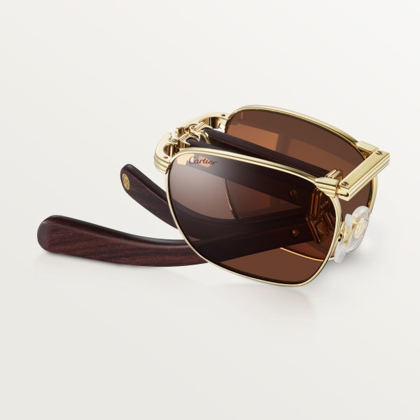 Première de Cartier 太陽眼鏡 光滑金色飾面金屬，棕色鏡片