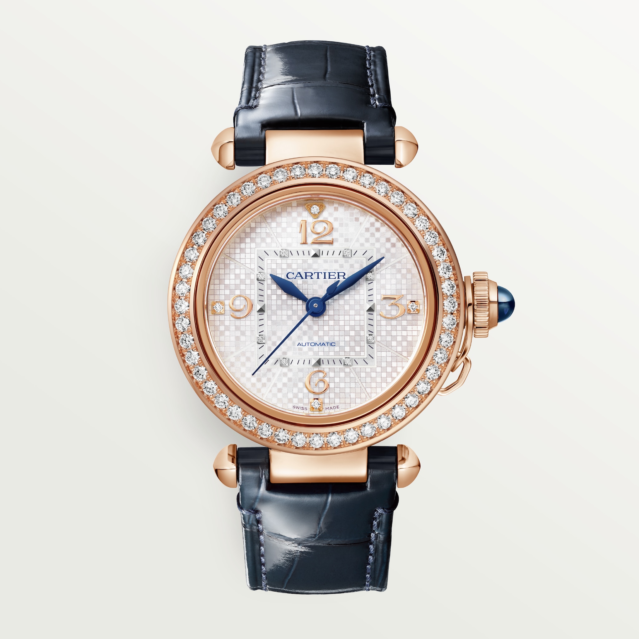 Pasha de Cartier 腕錶35毫米，自動上鏈機械機芯，玫瑰金，可更換式皮革錶帶。