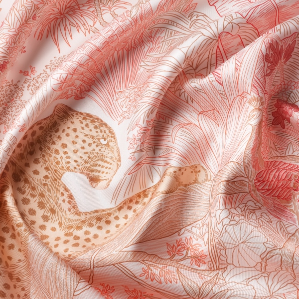 絲巾，90厘米，Panther Greenhouse 櫻桃紅色斜紋真絲