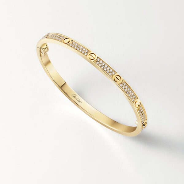 Love bracelet, small model, paved Yellow gold, diamonds