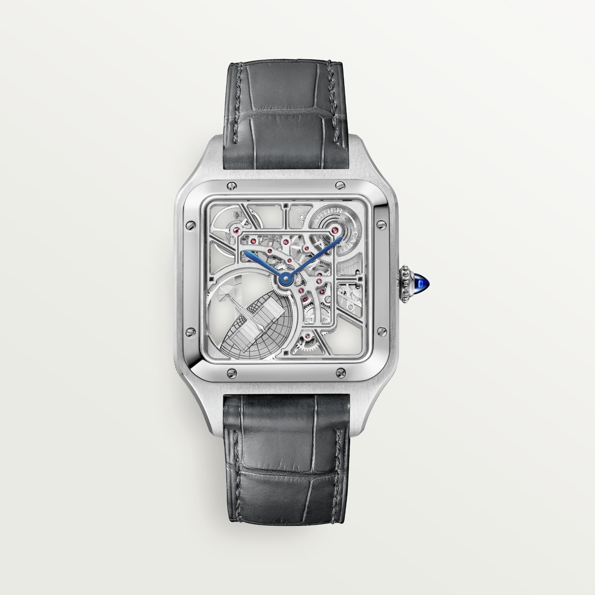 Santos-Dumont 鏤空腕錶大型款，自動上鏈鏤空機械機芯，精鋼，皮革