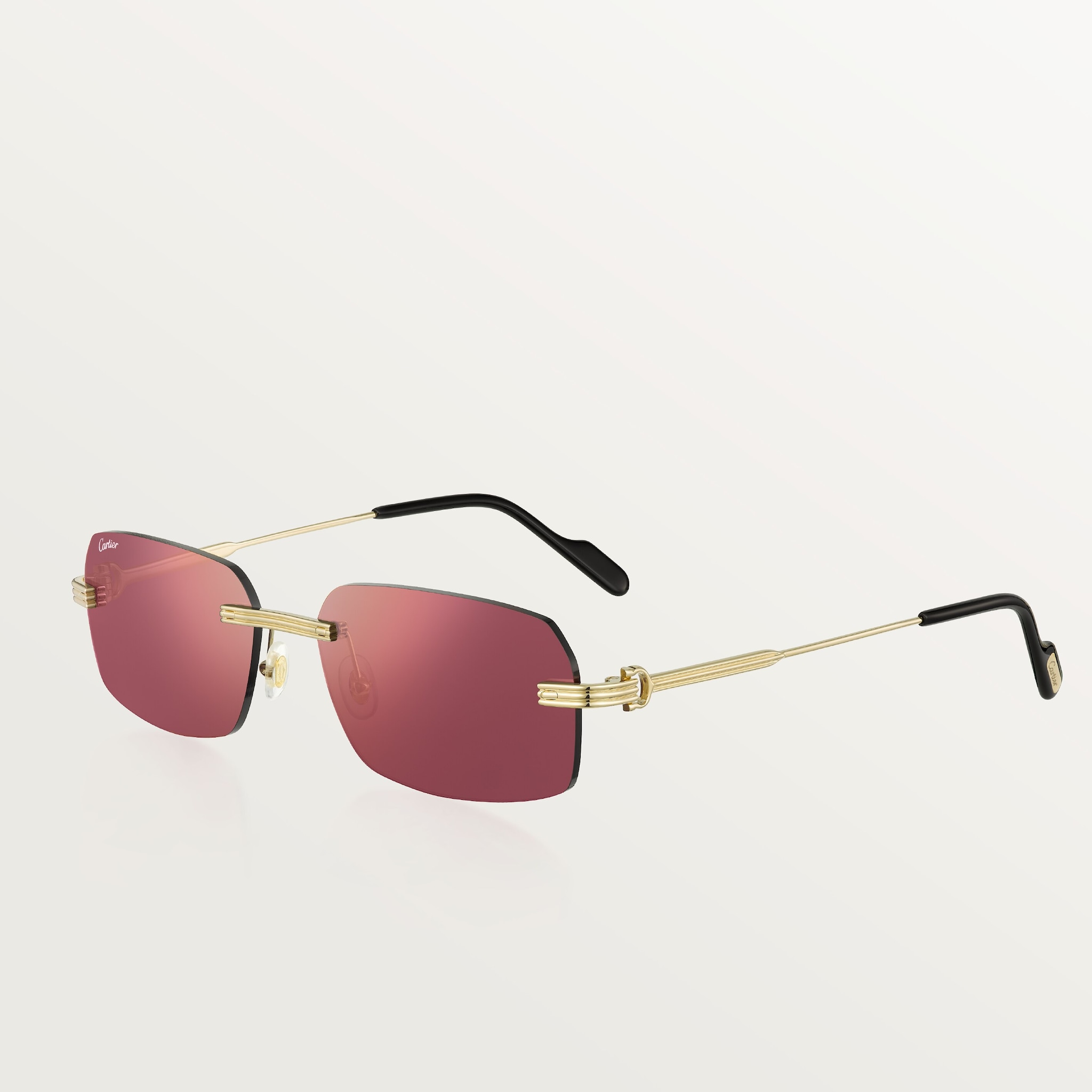 Première de Cartier 太陽眼鏡光滑金色飾面金屬，酒紅色鏡片