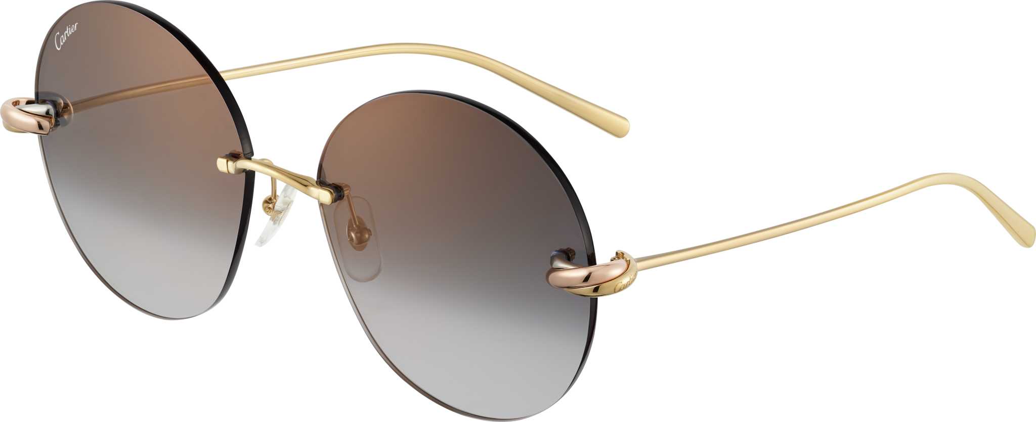 Trinity SunglassesBlack metal, smooth three-tone golden finish, grey lenses