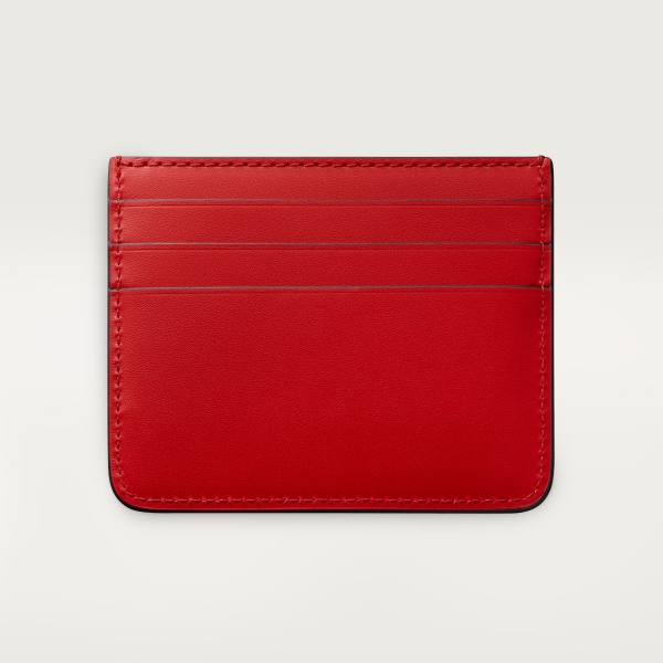 C de Cartier Small Leather Goods, Card holder Red calfskin, golden finish and red enamel