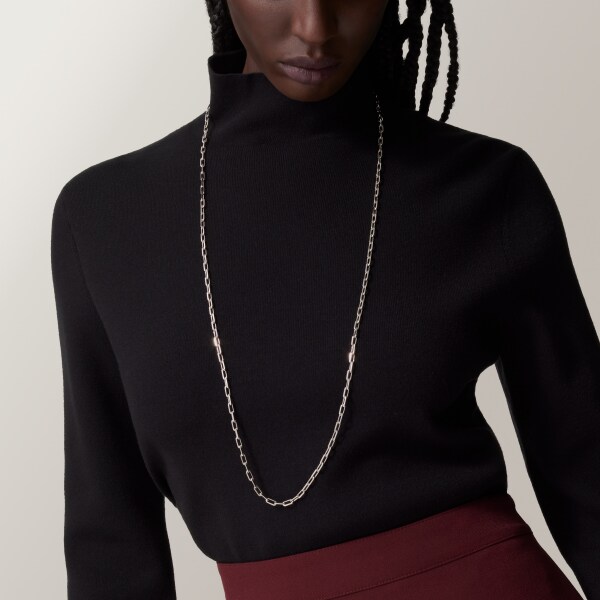 Santos de Cartier long necklace, chain, small model Non-rhodium finish white gold