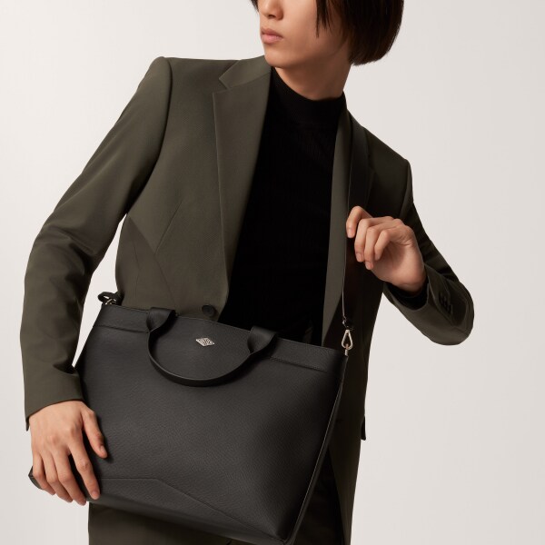 公事包，Losange  黑色粒面小牛皮，鍍鈀飾面及琺瑯