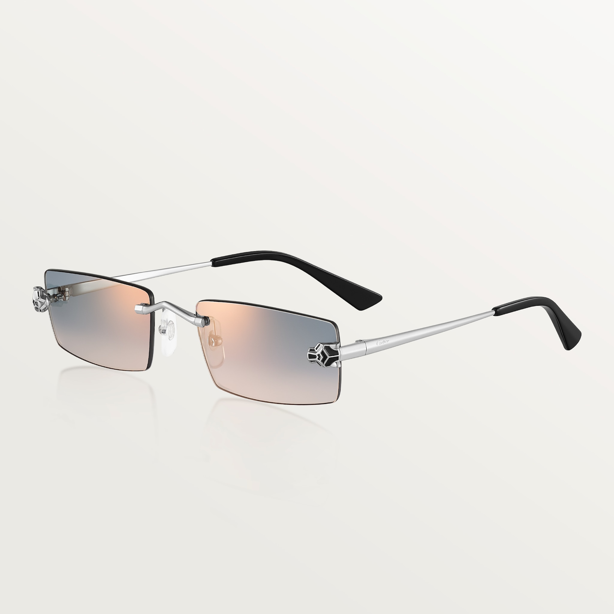 Panthère de Cartier 太陽眼鏡光滑鍍鉑金飾面金屬，灰色及棕色漸變鏡片