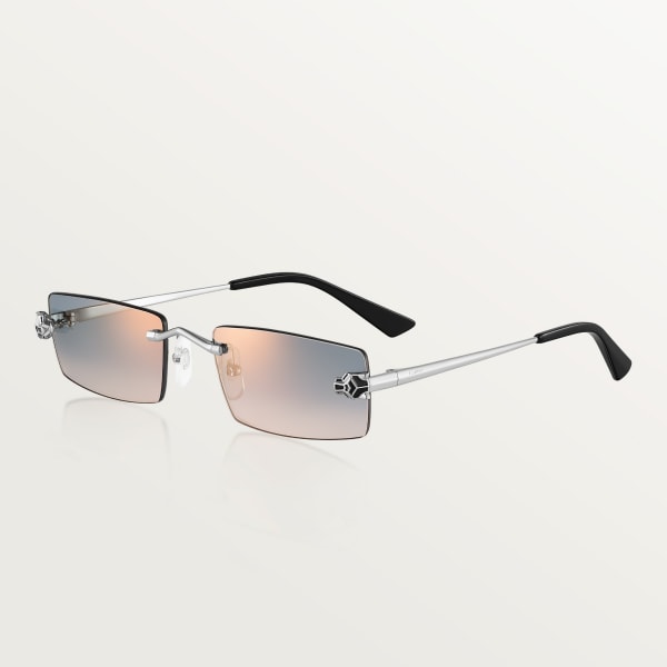 Panthère de Cartier 太陽眼鏡 光滑鍍鉑金飾面金屬，灰色及棕色漸變鏡片