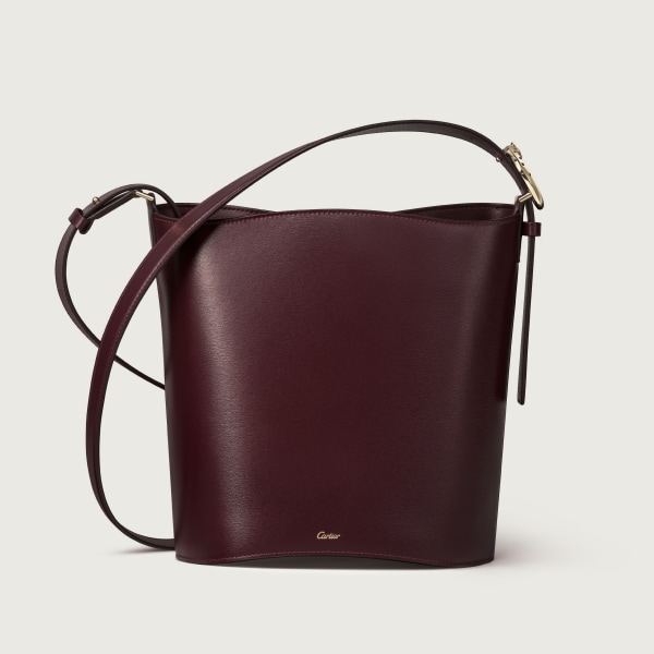 水桶袋，小型款，Panthère C de Cartier 葡萄紫色粒面小牛皮，金色飾面