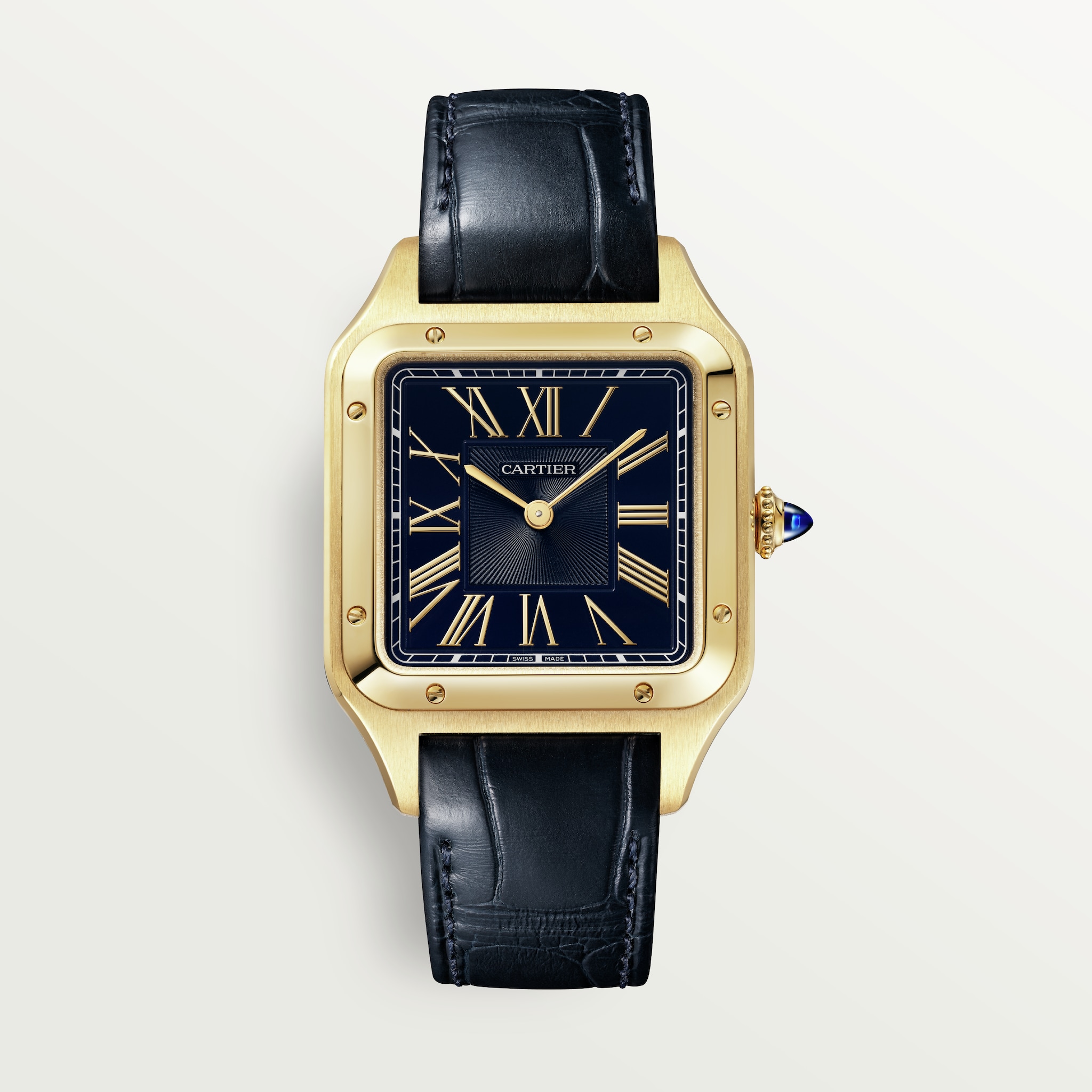 Santos-Dumont 腕錶大型款，石英機芯，黃金，皮革