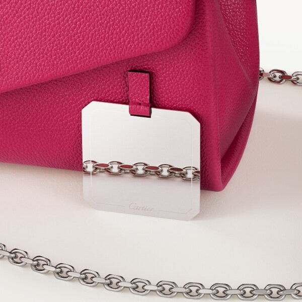 手袋，小型款，Panthère Graphique 紅莓色小牛皮，金色飾面