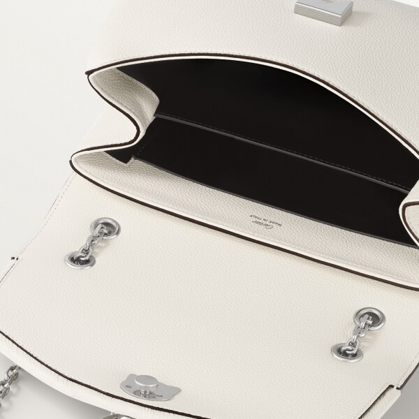 鏈帶手袋，小型款，Panthère Graphique de Cartier 鹽白色粒面小牛皮，金色飾面