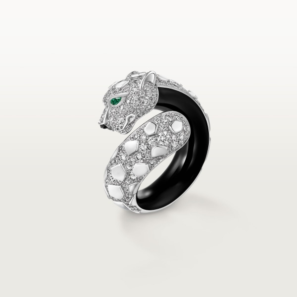CRH4406500 Panthère de Cartier ring, black lacquer, paved