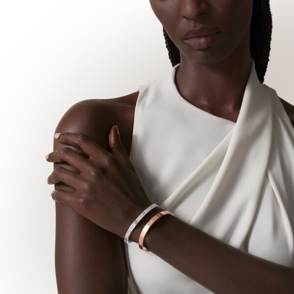 Love 手鐲，經典款，4顆鑽石 18K玫瑰金，鑽石