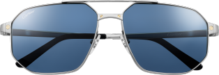 Santos de Cartier 太陽眼鏡 光滑及磨砂鍍鉑金飾面金屬，藍色鏡片