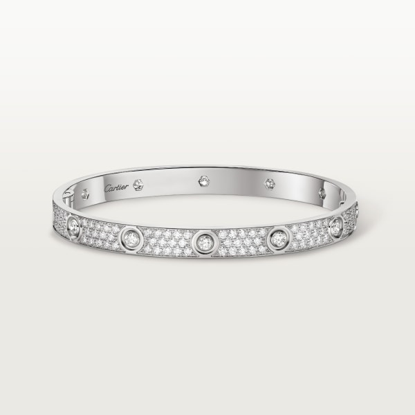 Love bracelet, classic model, paved, 10 diamonds White gold, diamonds