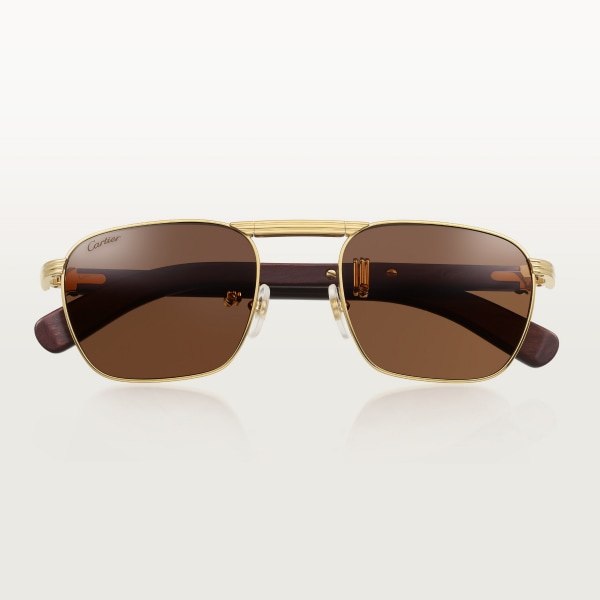 Première de Cartier 太陽眼鏡 光滑金色飾面金屬，棕色鏡片