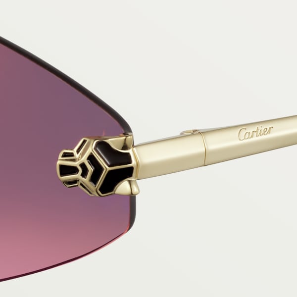 Panthère de Cartier 太陽眼鏡 光滑金色飾面金屬，紫色漸變鏡片