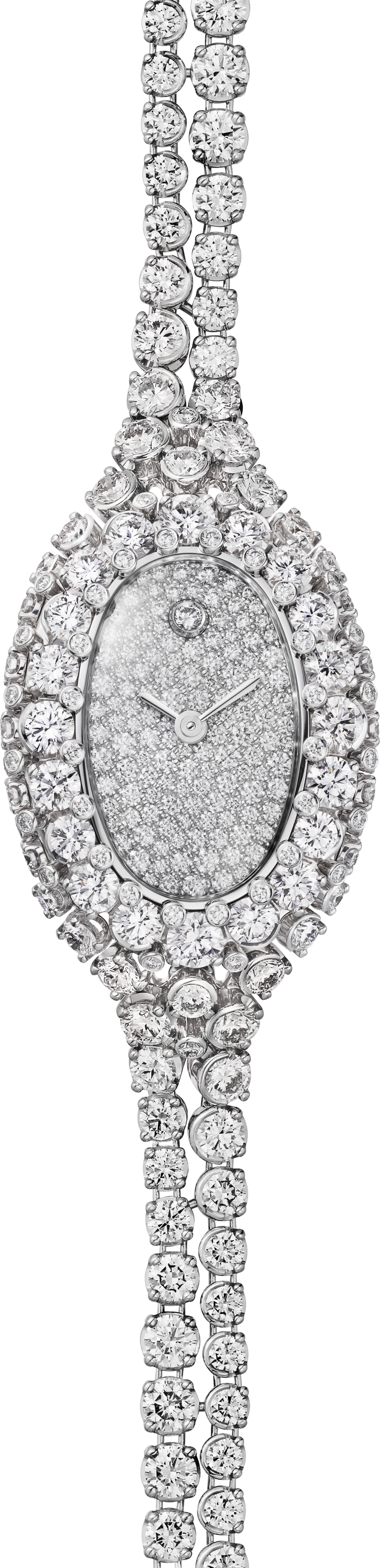 Baignoire 珠寶腕錶迷你款，石英機芯，白色黃金，鑽石