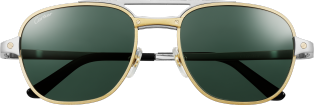 Santos de Cartier Sunglasses Bushed platinum finish metal, green lenses