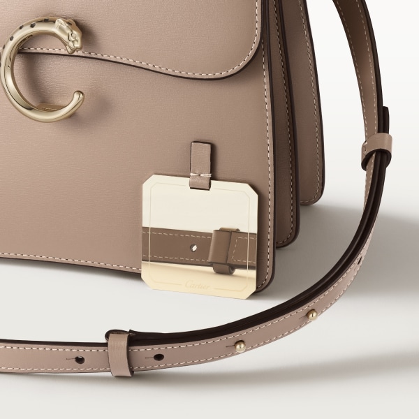 手袋，小型款，Panthère C de Cartier  土褐色小牛皮，金色飾面