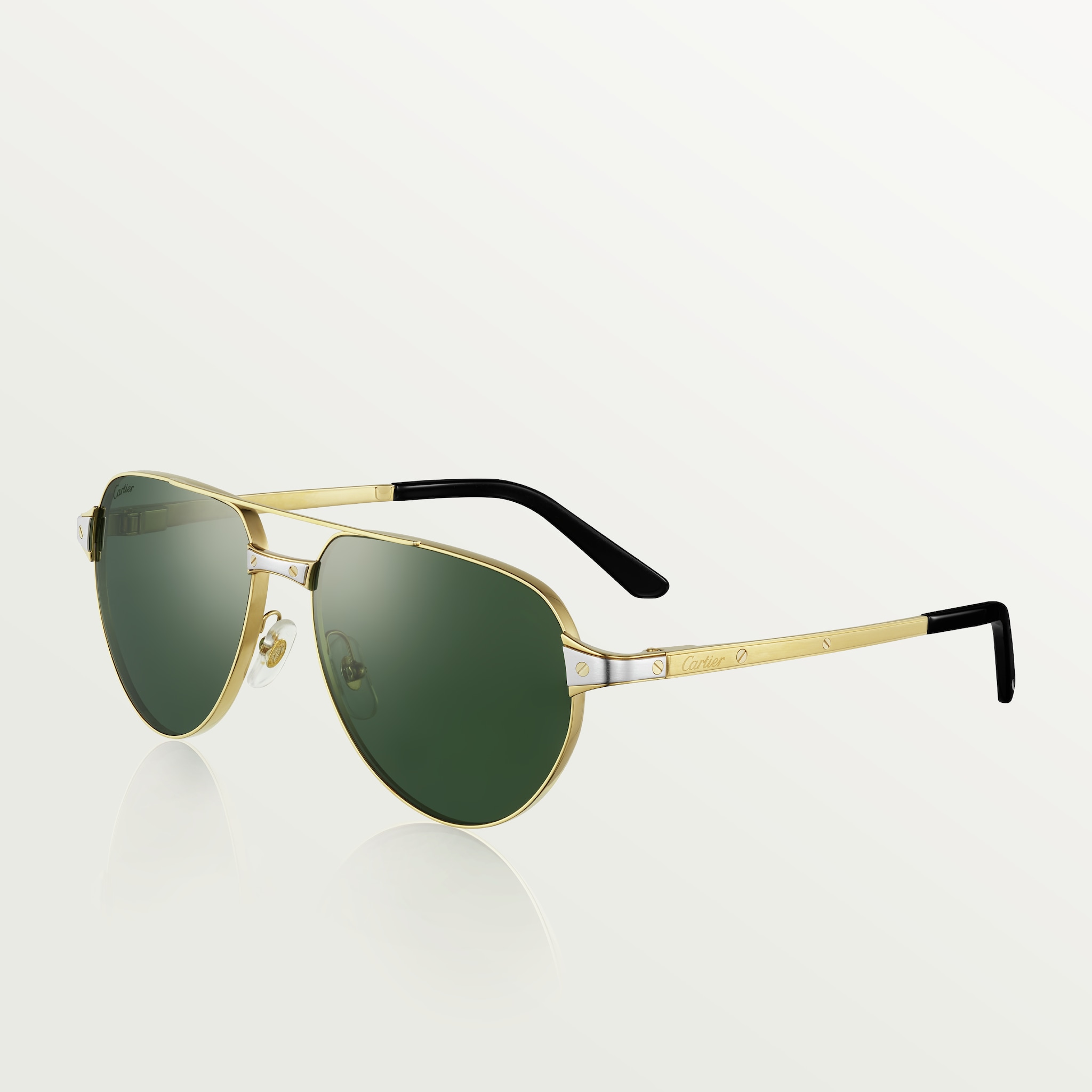 Santos de Cartier 太陽眼鏡光滑及磨砂金色飾面金屬，綠色鏡片